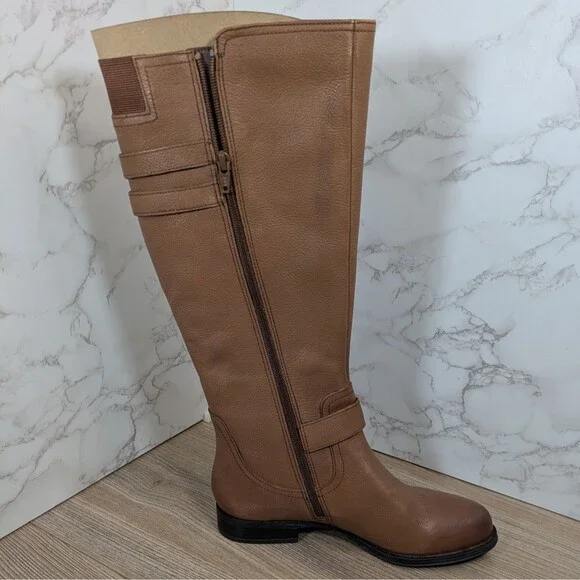 Women's Tan Leather Knee-High Boots - Picture 2 of 10